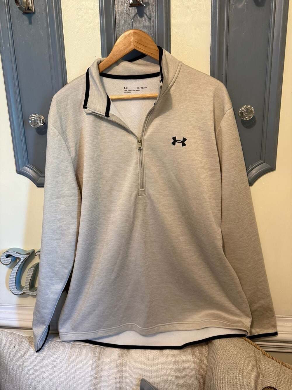 Under Armour Men's Beige 1/4 Quarter Zip Fleece Pullover Sweater Size XL